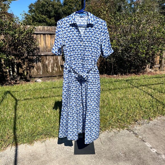 J. McLaughlin Janelle Gingko Print Silk Cotton Blend Tiered Dress Size S - Picture 2 of 9